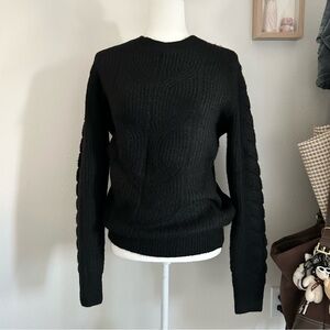 Ashley by 26 Ribbed Knit Sweater in Black Women’s Size L Long Sleeve Round Neck